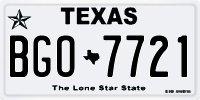 TX license plate BGO7721