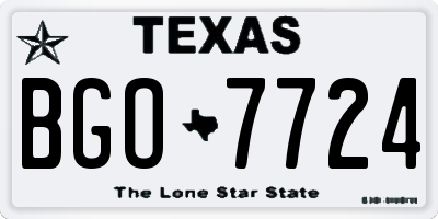 TX license plate BGO7724