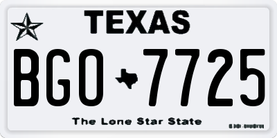 TX license plate BGO7725