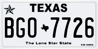 TX license plate BGO7726