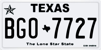 TX license plate BGO7727