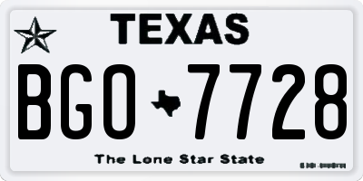 TX license plate BGO7728