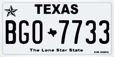 TX license plate BGO7733