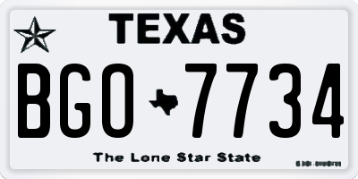 TX license plate BGO7734