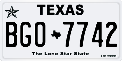 TX license plate BGO7742