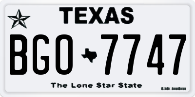 TX license plate BGO7747