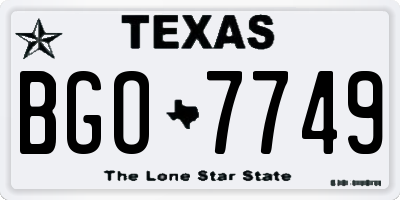 TX license plate BGO7749