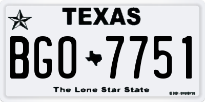 TX license plate BGO7751