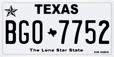 TX license plate BGO7752