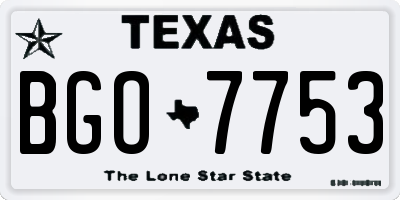TX license plate BGO7753