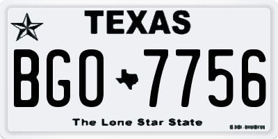 TX license plate BGO7756
