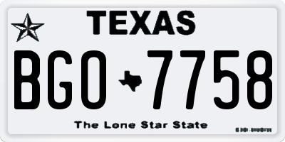 TX license plate BGO7758