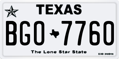 TX license plate BGO7760