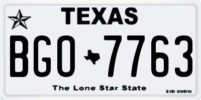 TX license plate BGO7763