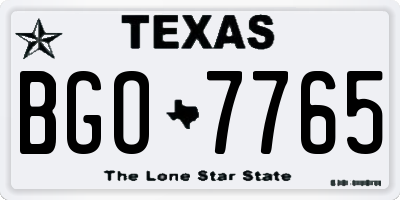 TX license plate BGO7765