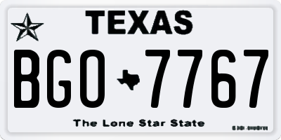 TX license plate BGO7767