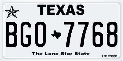 TX license plate BGO7768