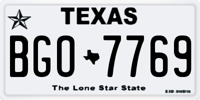 TX license plate BGO7769