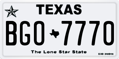 TX license plate BGO7770