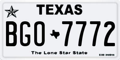 TX license plate BGO7772