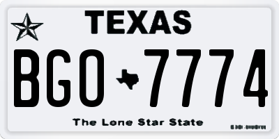 TX license plate BGO7774