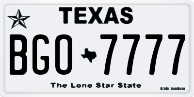 TX license plate BGO7777