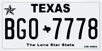 TX license plate BGO7778