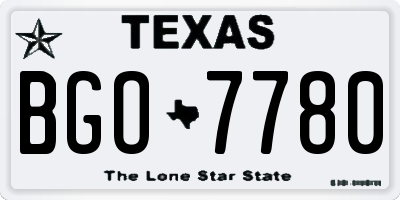TX license plate BGO7780