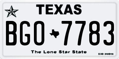 TX license plate BGO7783