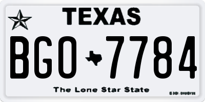TX license plate BGO7784