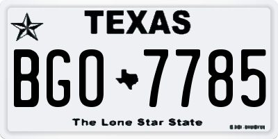 TX license plate BGO7785