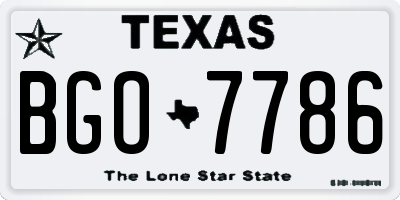 TX license plate BGO7786