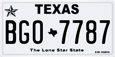 TX license plate BGO7787