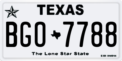 TX license plate BGO7788