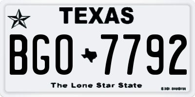 TX license plate BGO7792