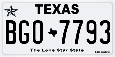 TX license plate BGO7793