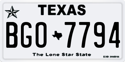 TX license plate BGO7794