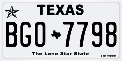 TX license plate BGO7798
