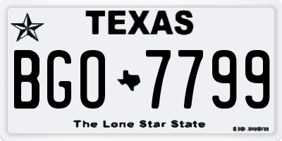 TX license plate BGO7799