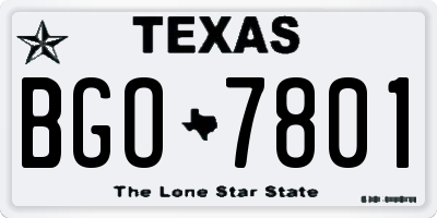TX license plate BGO7801