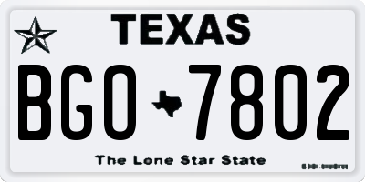 TX license plate BGO7802