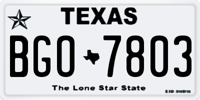 TX license plate BGO7803