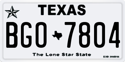 TX license plate BGO7804