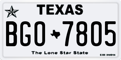 TX license plate BGO7805