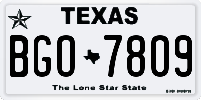 TX license plate BGO7809