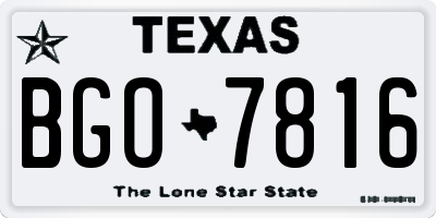TX license plate BGO7816