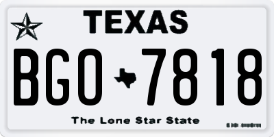 TX license plate BGO7818