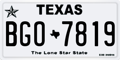 TX license plate BGO7819