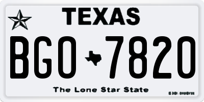 TX license plate BGO7820