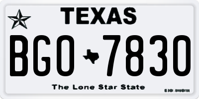 TX license plate BGO7830